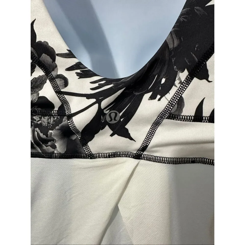 Lululemon Tank Top Size 6 Brisk Bloom Black White Loose Fit  A815